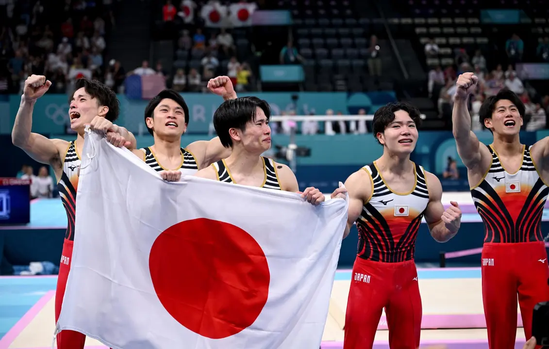 El equipo japon&eacute;s de gimnasia art&iacute;sitca. EFE/EPA/CHRISTIAN BRUNA