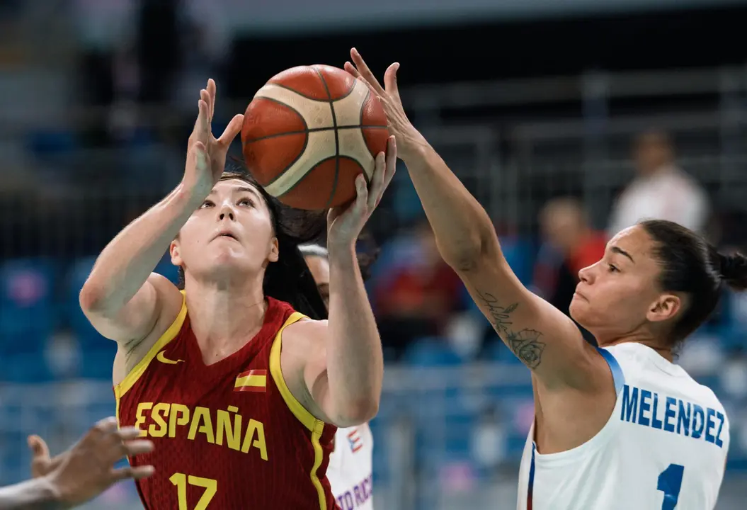 La espa&ntilde;ola Megan Gustafson durante el partido de este mi&eacute;rcoles. EFE/EPA/ALEX PLAVEVSKI