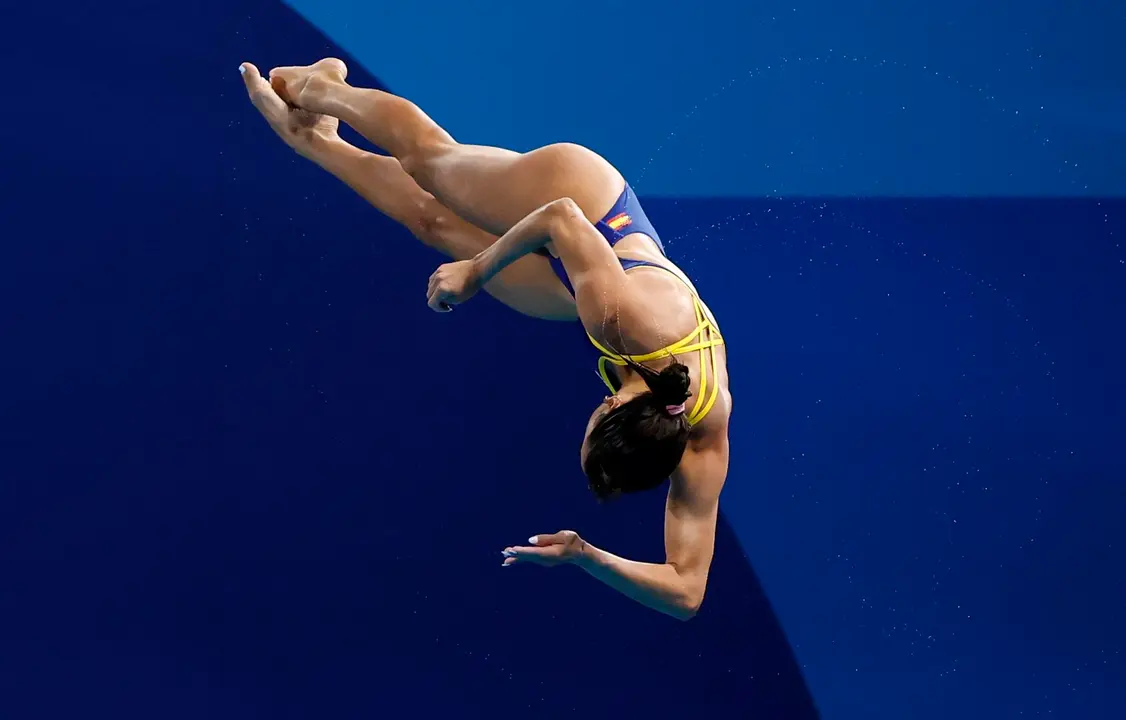 La saltadora espa&ntilde;ola Valeria Antolino, octava en la final de trampol&iacute;n de tres metros de los Juegos Ol&iacute;mpicos de Par&iacute;s. EFE/EPA/TOLGA AKMEN