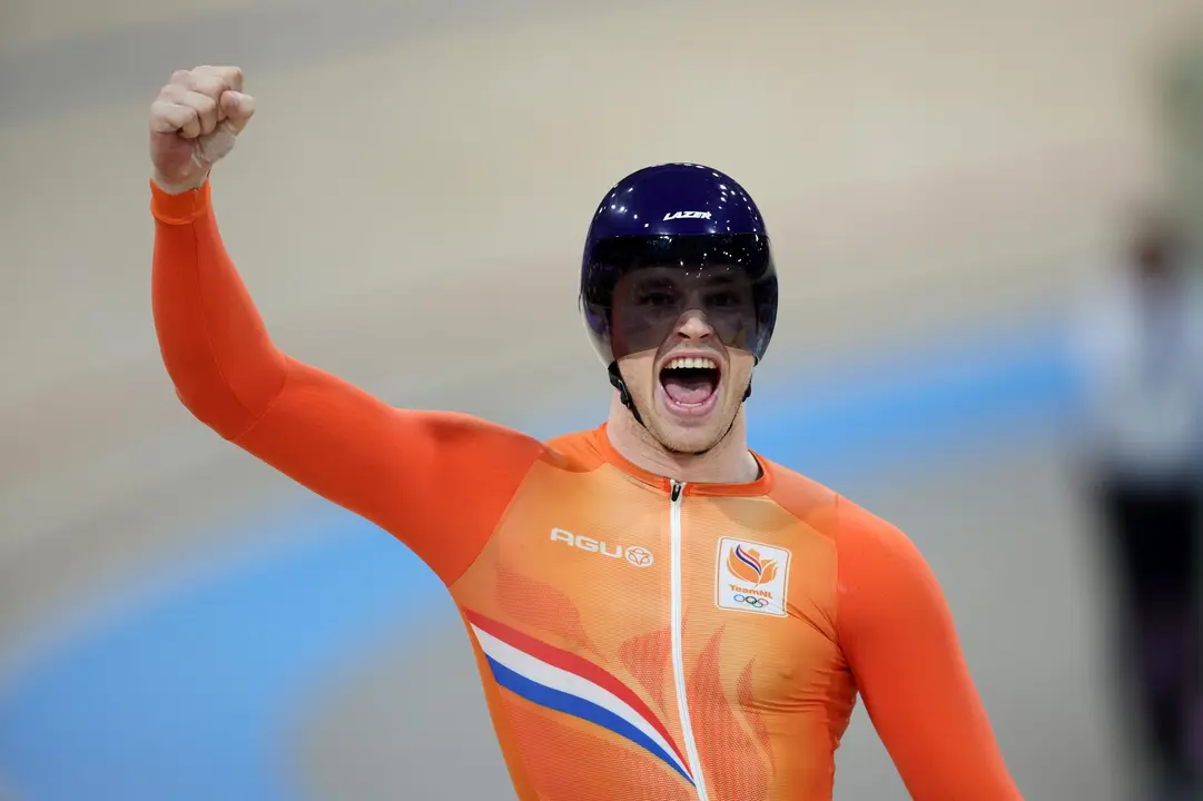 El neerland&eacute;s Harri Lavreysen, campe&oacute;n ol&iacute;mpico de velocidad de ciclismo en pista de los Juegos Ol&iacute;mpicos de Par&iacute;s 2024. EFE/EPA/MARTIN DIVISEK