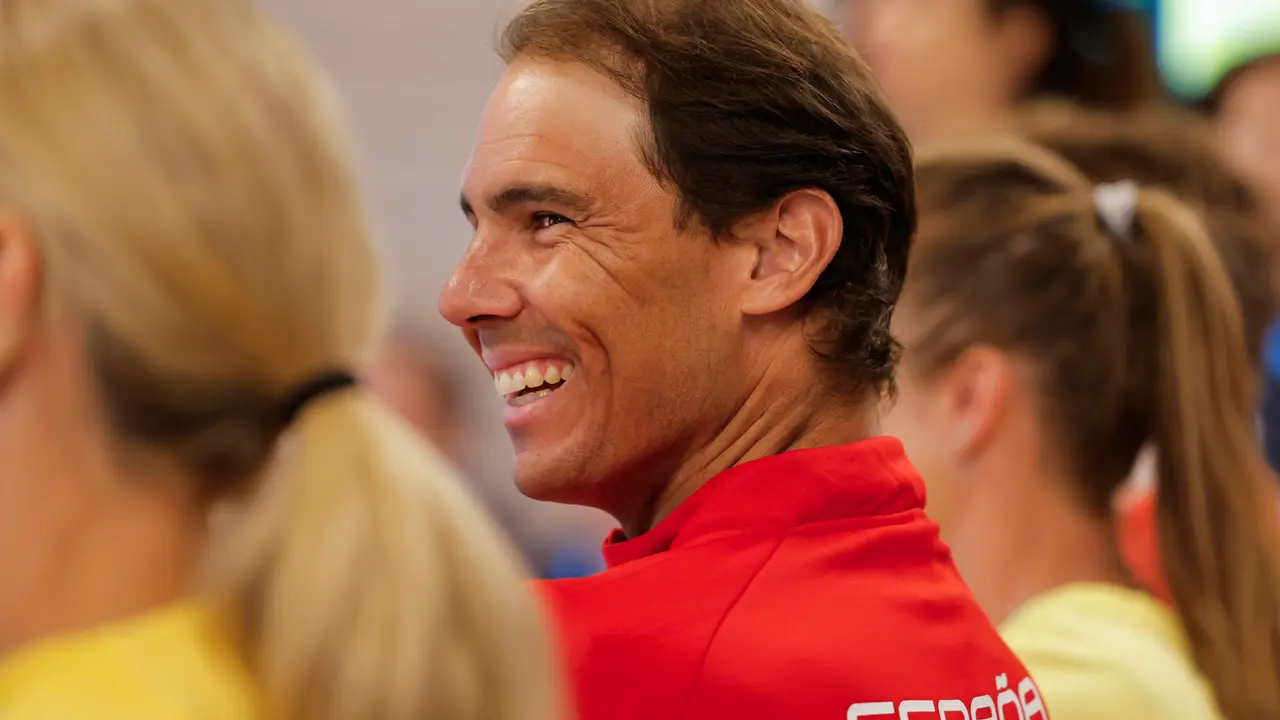 Rafa Nadal, durante la ceremonia oficial del sorteo de cuadros de singles y dobles. EFE/ Emilio Lavandeira